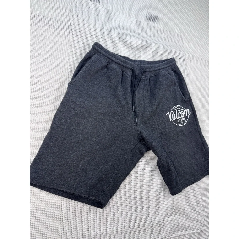Volcom Stone Fleece Shorts Mens Small Gray Drawstring Lounge Casual A10117TS